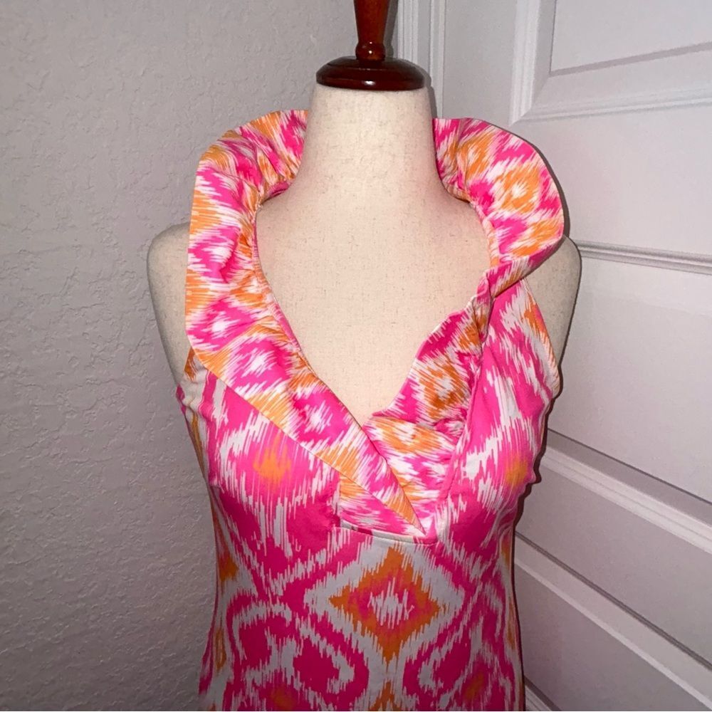 Gretchen Scott Designs Pink & Orange Ikat Halter Dress - Picture 2 of 9